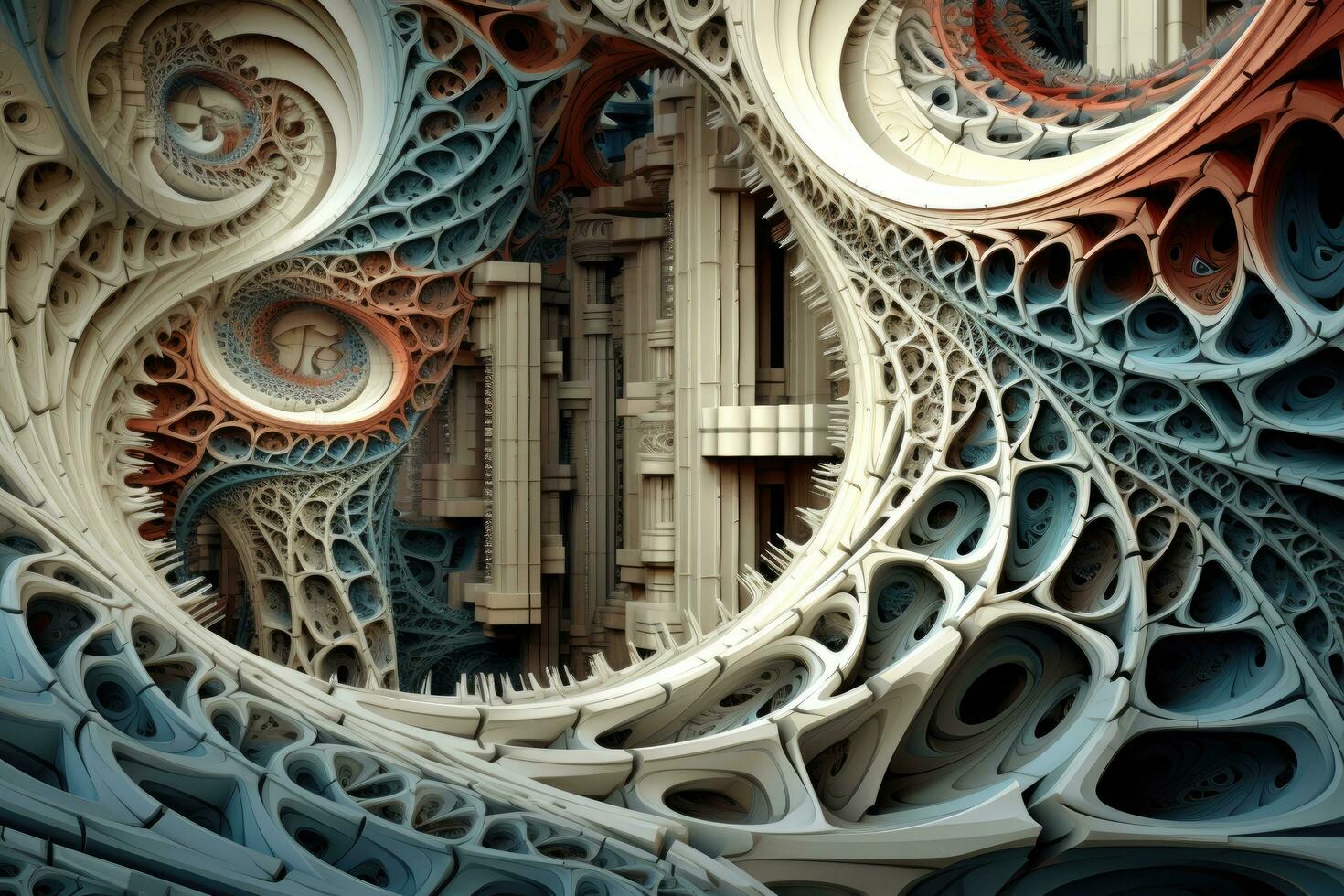 AI generated 3d illustration of abstract geometric composition,digital art works. High quality photo, Fourth dimension, Artistic abstraction composed of dimensional fractal structures, AI Generated photo