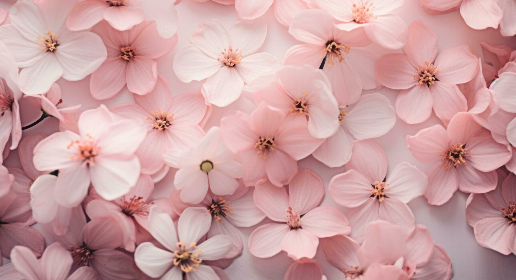 AI generated an image showing many pink flowers photo