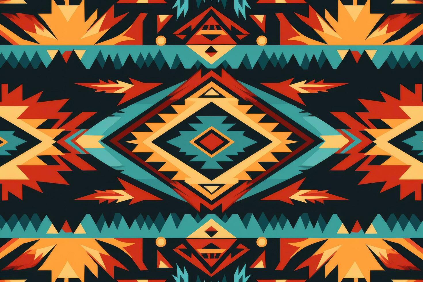 AI generated Tribal vintage ethnic seamless pattern. Aztec vector background, Ethnic ikat seamless pattern in tribal style with Aztec geometric ethnic ornament print, AI Generated photo