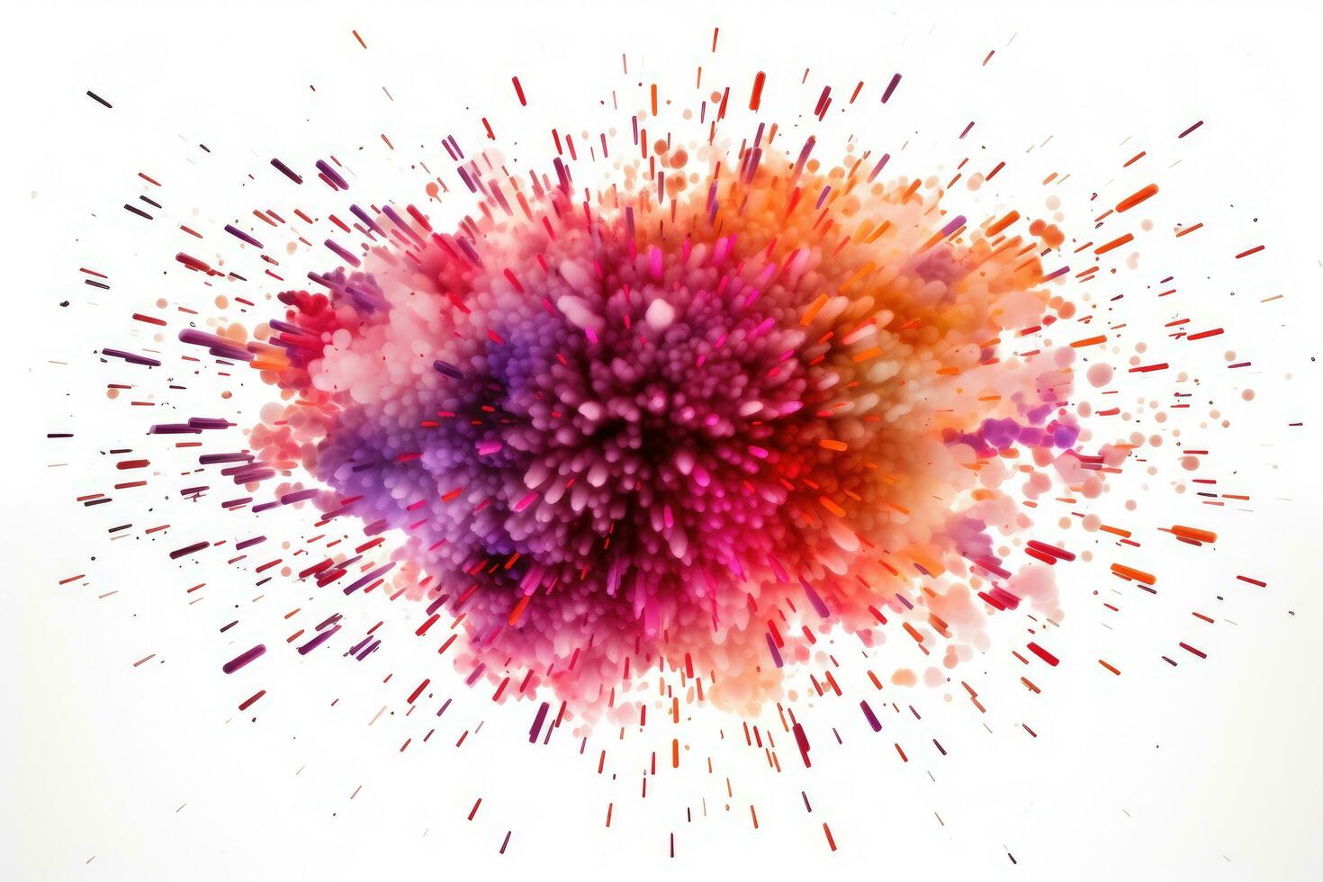 AI generated abstract explosion of colored powder on a white background. 3d rendering, Explosion border isolated on a white background, AI Generated photo