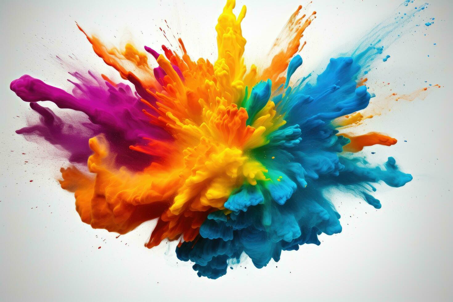 AI generated Colorful ink in water on a white background. Abstract background, Explosion of colored powder against a white backdrop, 3D rendering, AI Generated photo