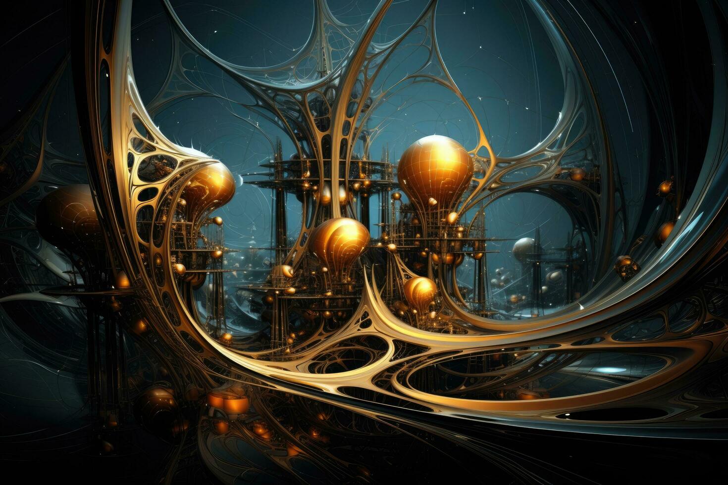 AI generated 3D illustration of abstract geometric composition,digital fractal art works, Fourth dimension, Artistic abstraction composed of dimensional fractal structures, AI Generated photo