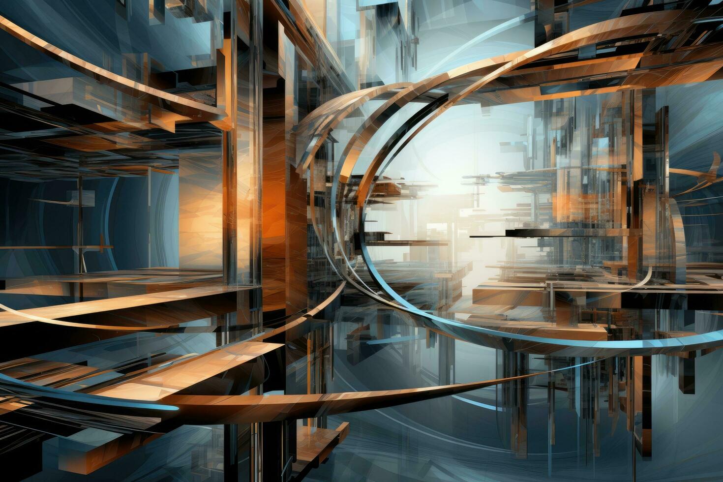 AI generated 3D rendering of abstract technology digital hi tech concept. High resolution, Fourth dimension, Artistic abstraction composed of dimensional fractal structures, AI Generated photo