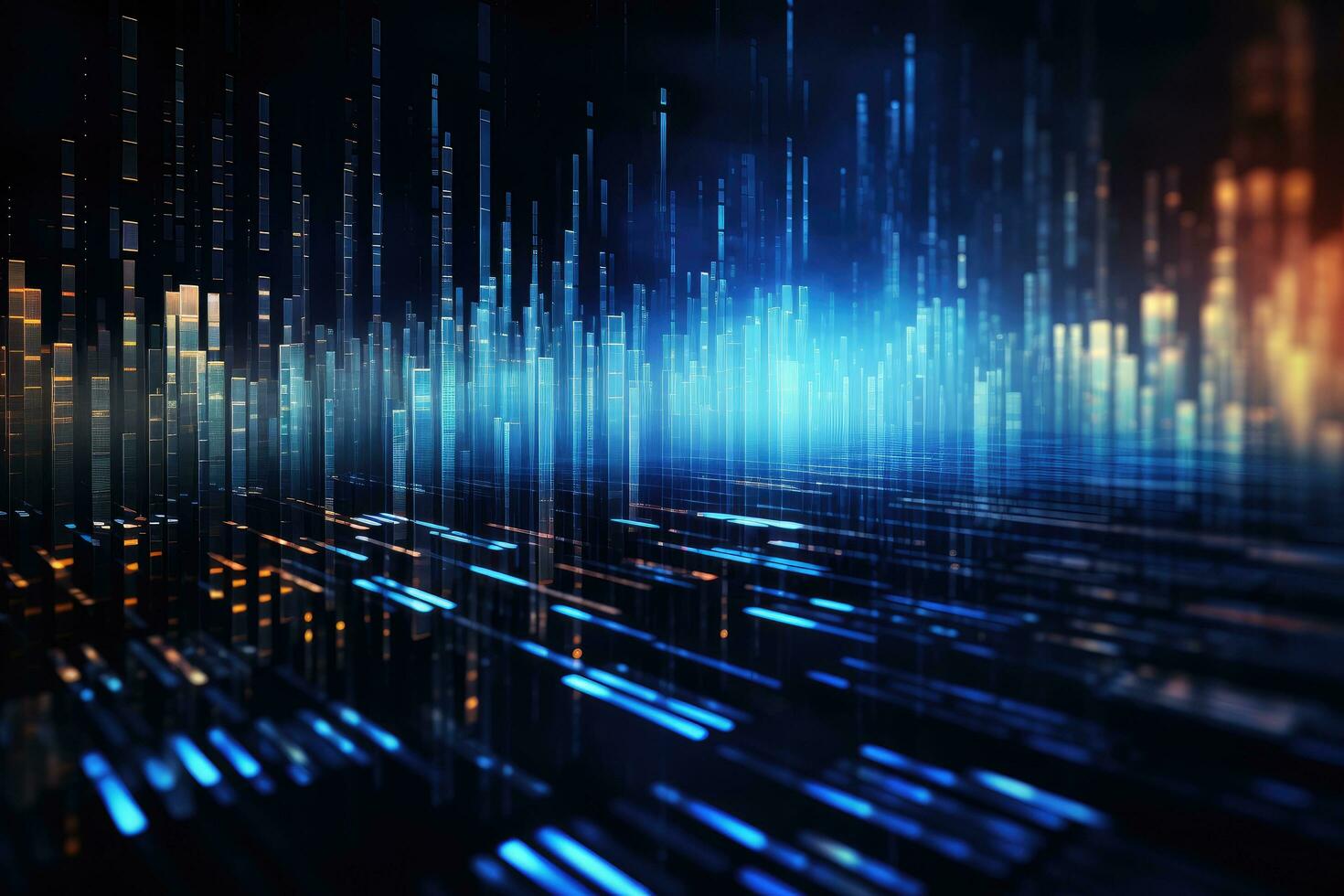 AI generated abstract technology background with glowing lines and dots. 3d rendering, Data technology illustration, Abstract futuristic background, AI Generated photo