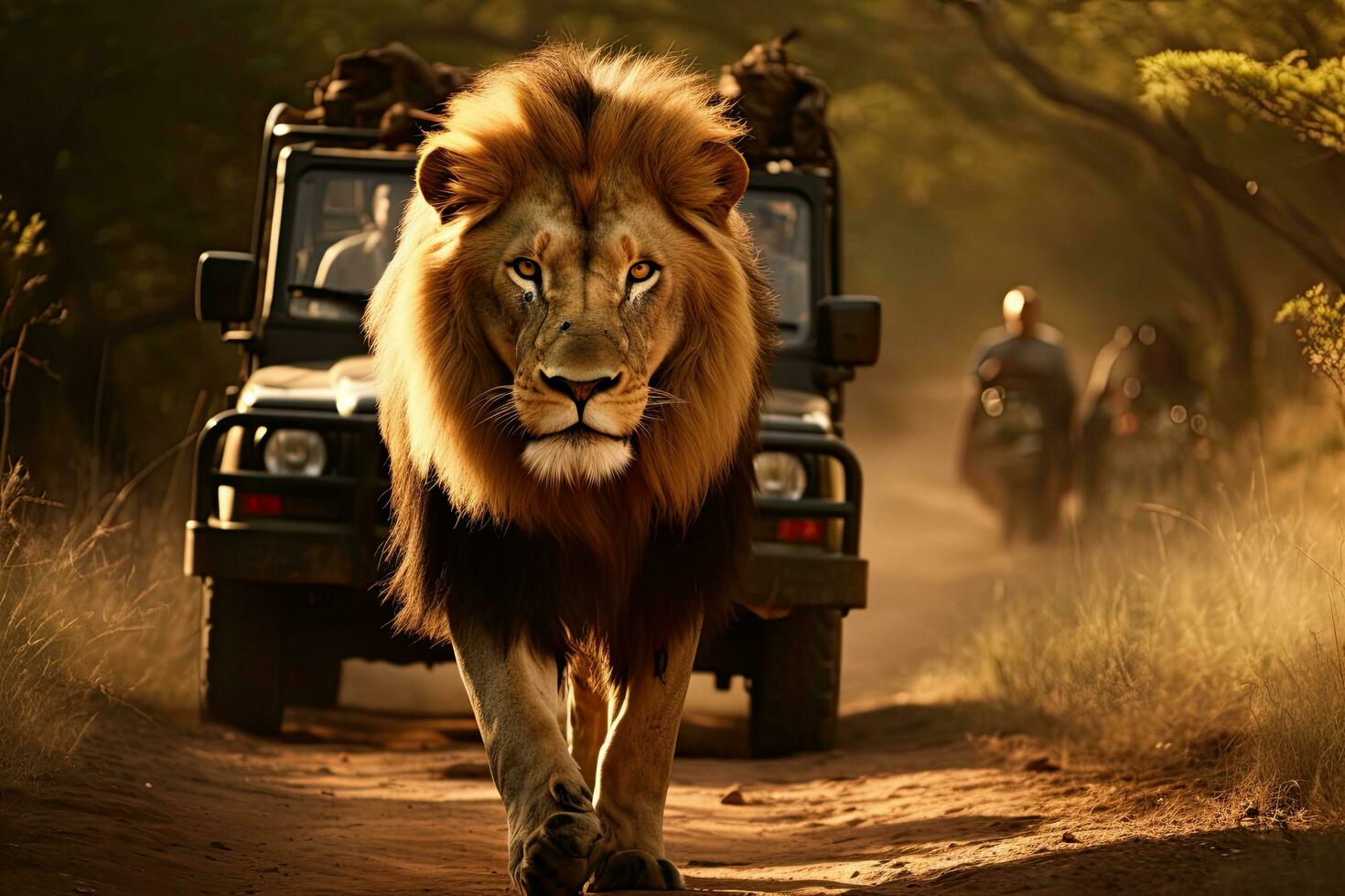 AI generated Lion in the wilderness of Africa. Safari in the wild, AI Generated photo