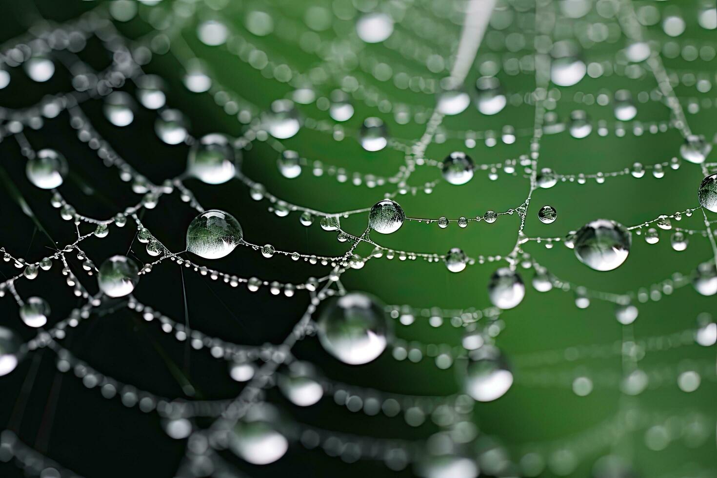 AI generated Water droplets on spider web close-up. Nature background, AI Generated photo
