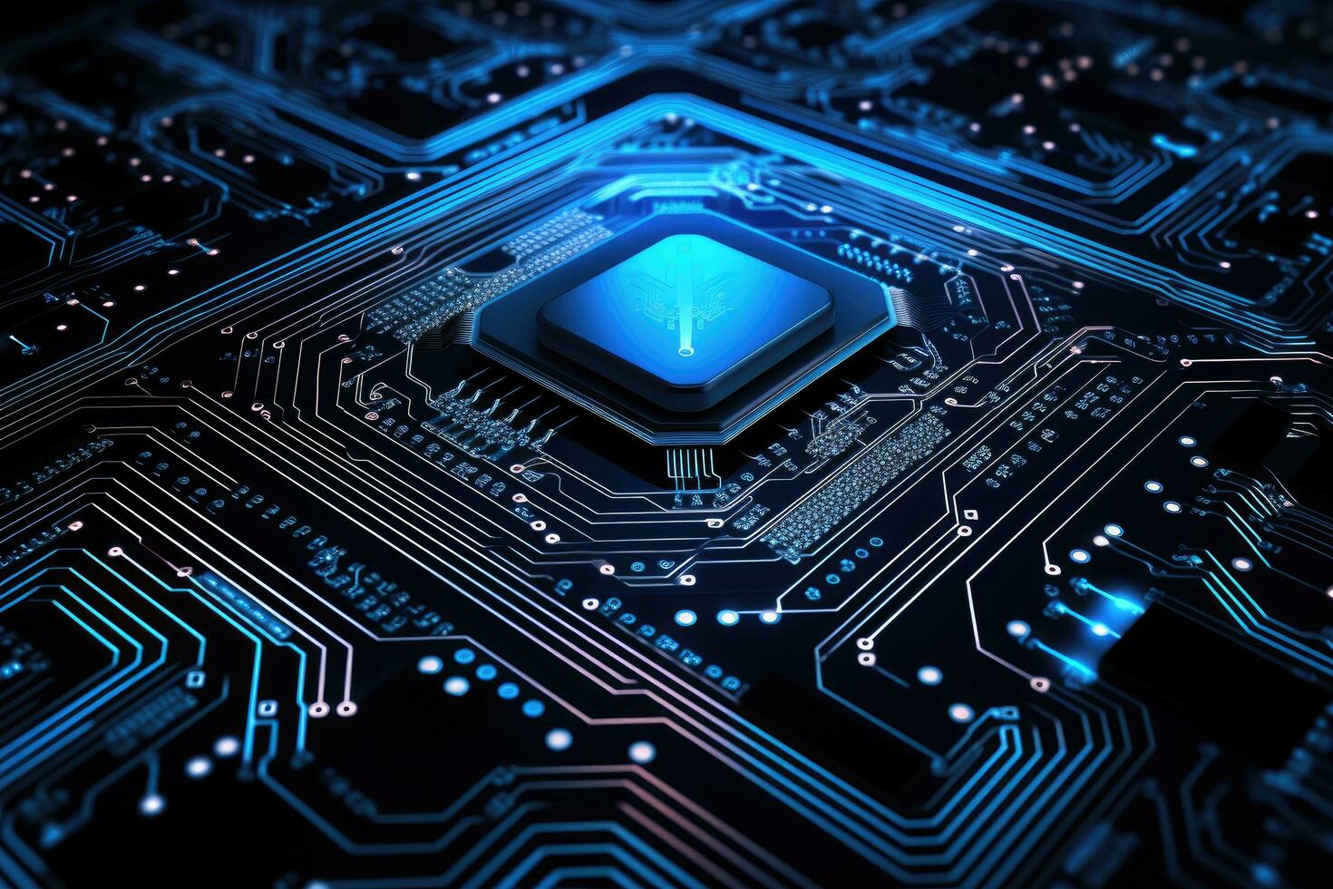 AI generated Circuit board background. 3d rendering, 3d illustration, AI Generated photo