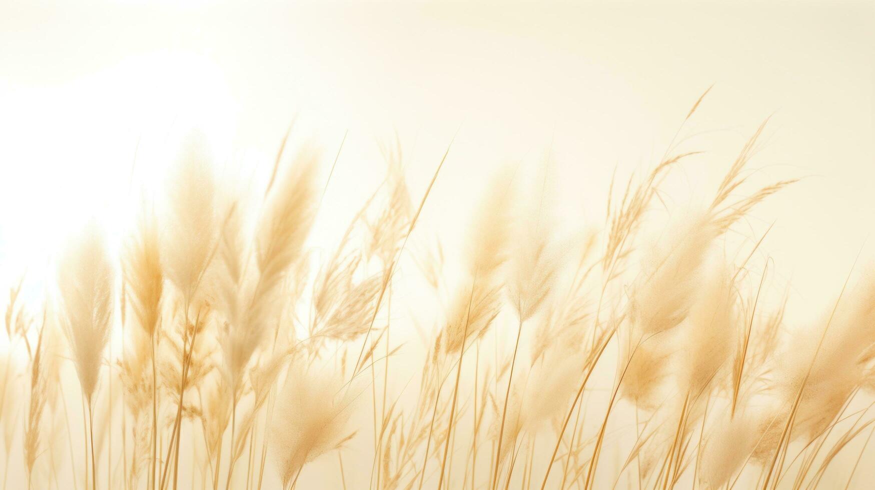 AI generated dried grass and leaves near a beige wall photo