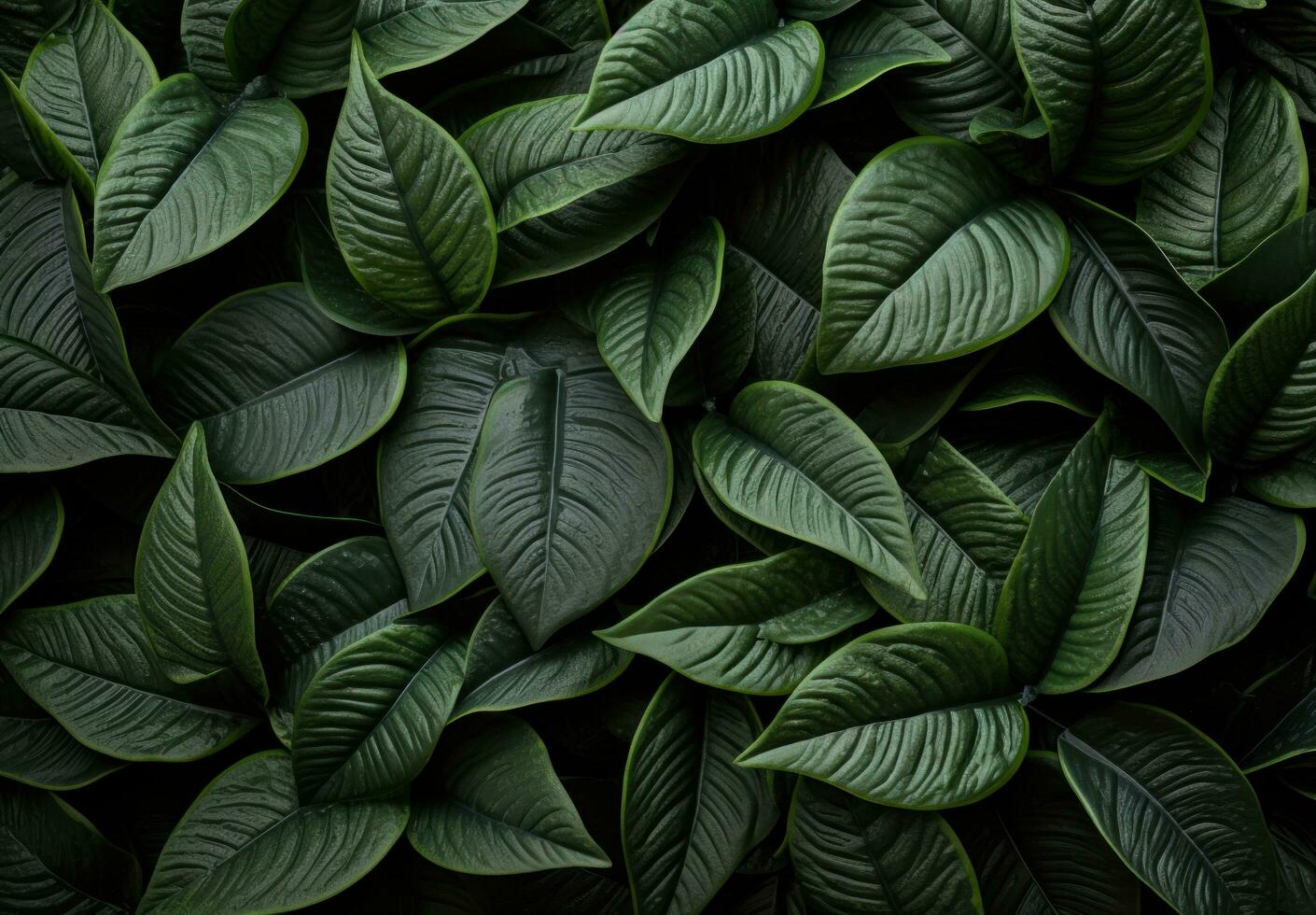 AI generated photo of some green leaves up close