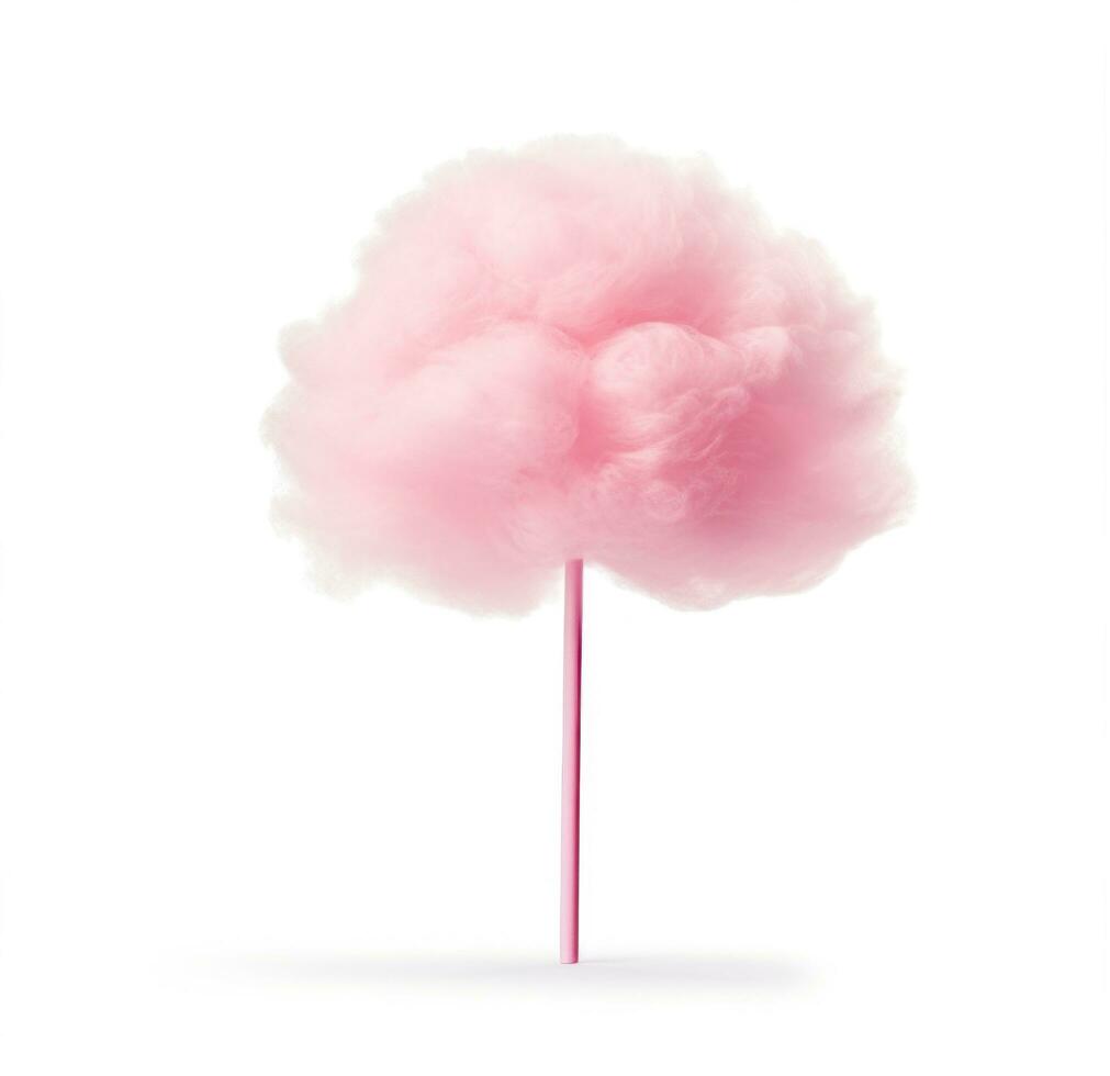 AI generated pink cotton candy stick on white background, in the style of cloudpunk photo