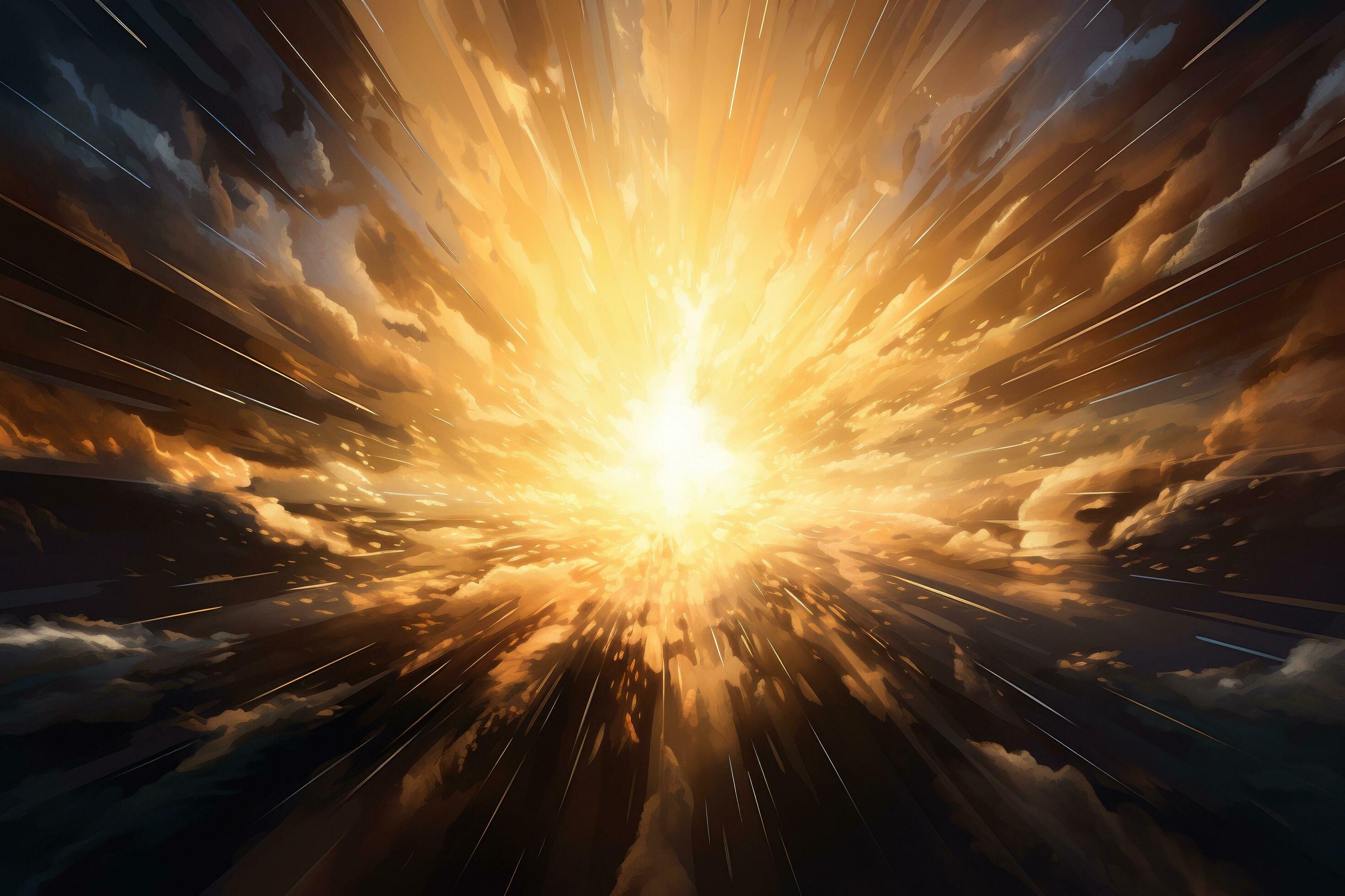 AI generated abstract background of the sun and rays of light in the