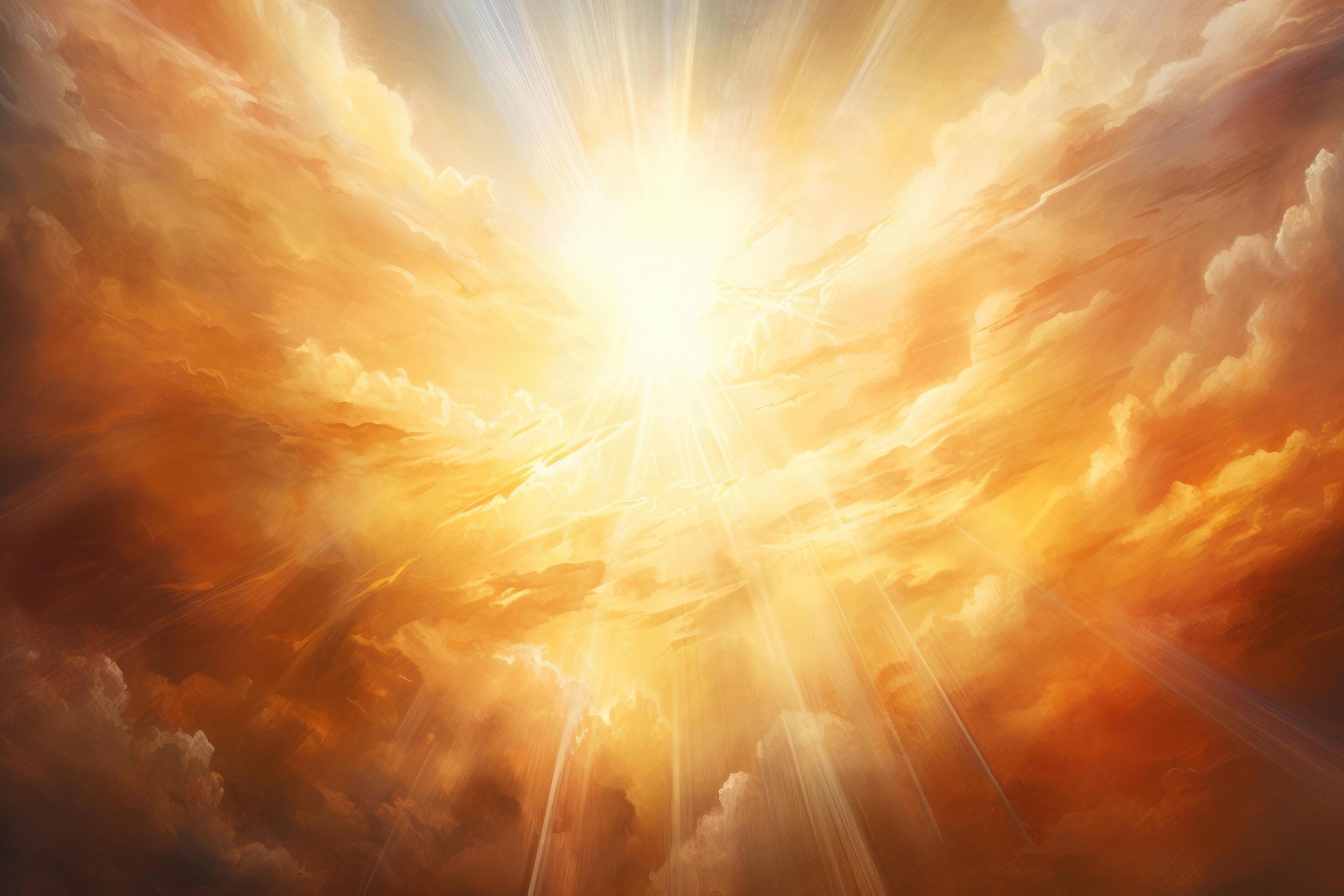 AI generated Dramatic sky with clouds and sun rays. 3d render, A burst ...