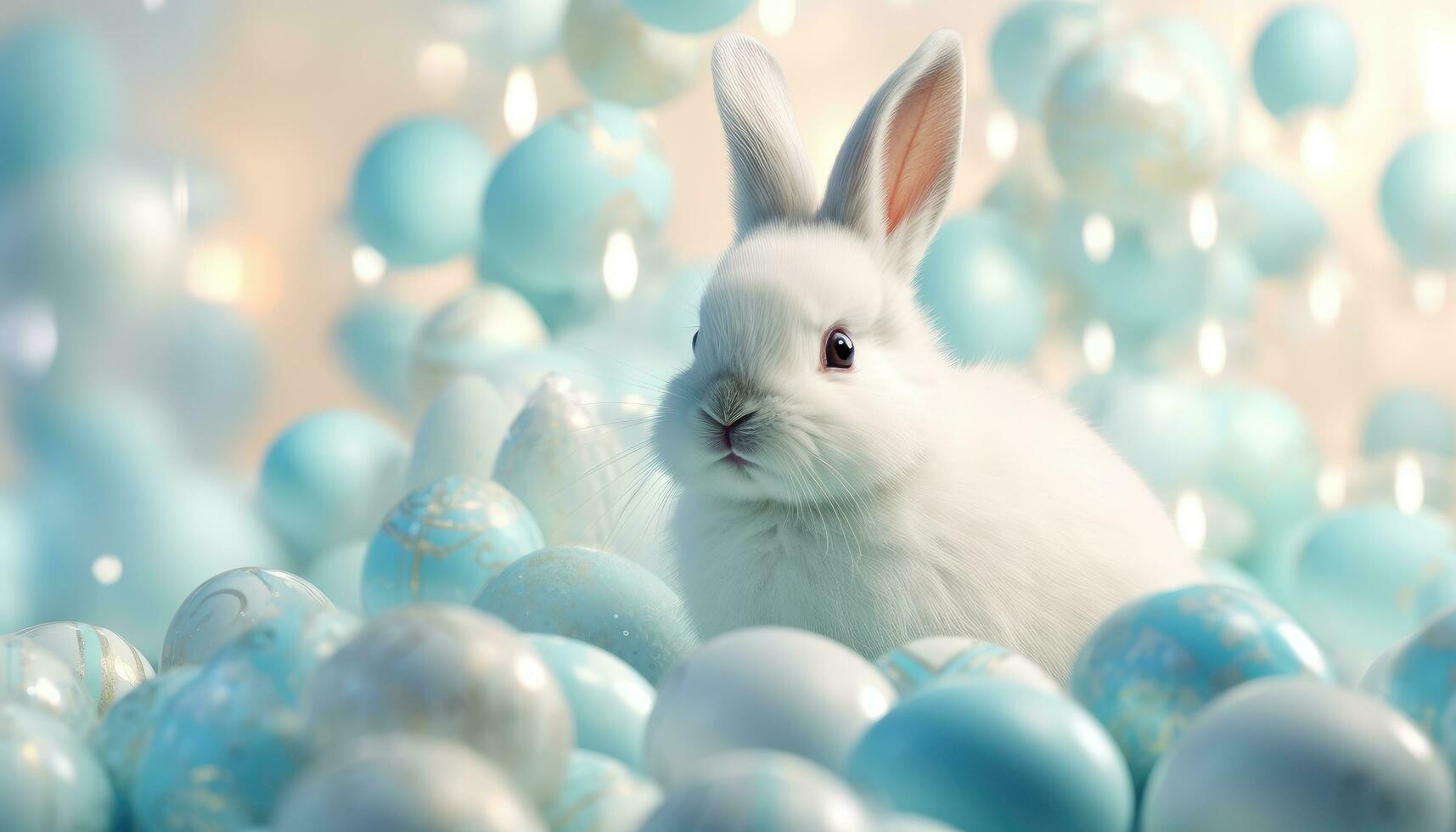 AI generated a white rabbit in the grass photo