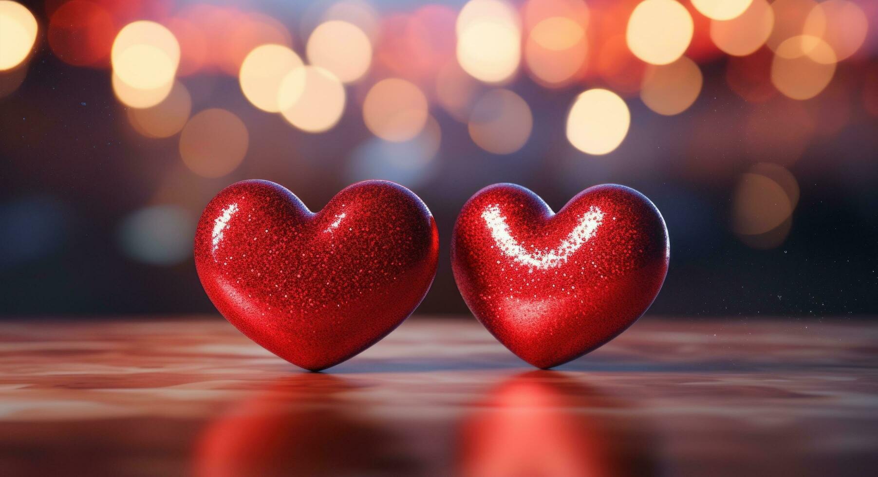 AI generated two hearts set against the light photo