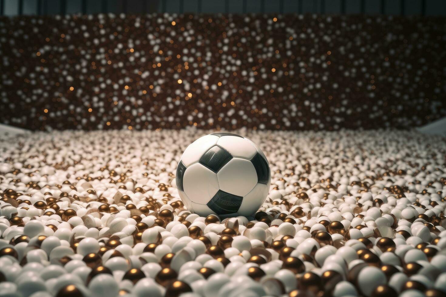 AI generated a white soccer ball on the soccer field photo