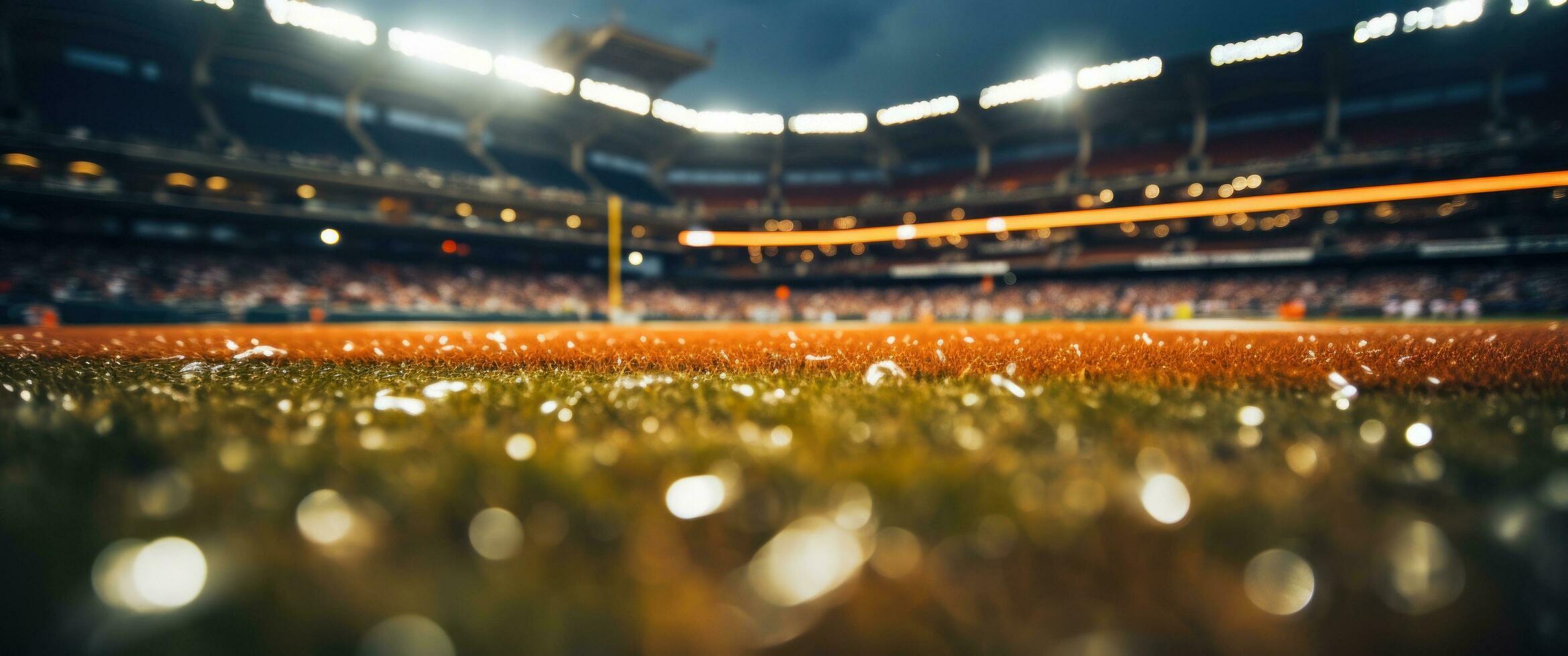 AI generated a baseball field is lit up with lights photo