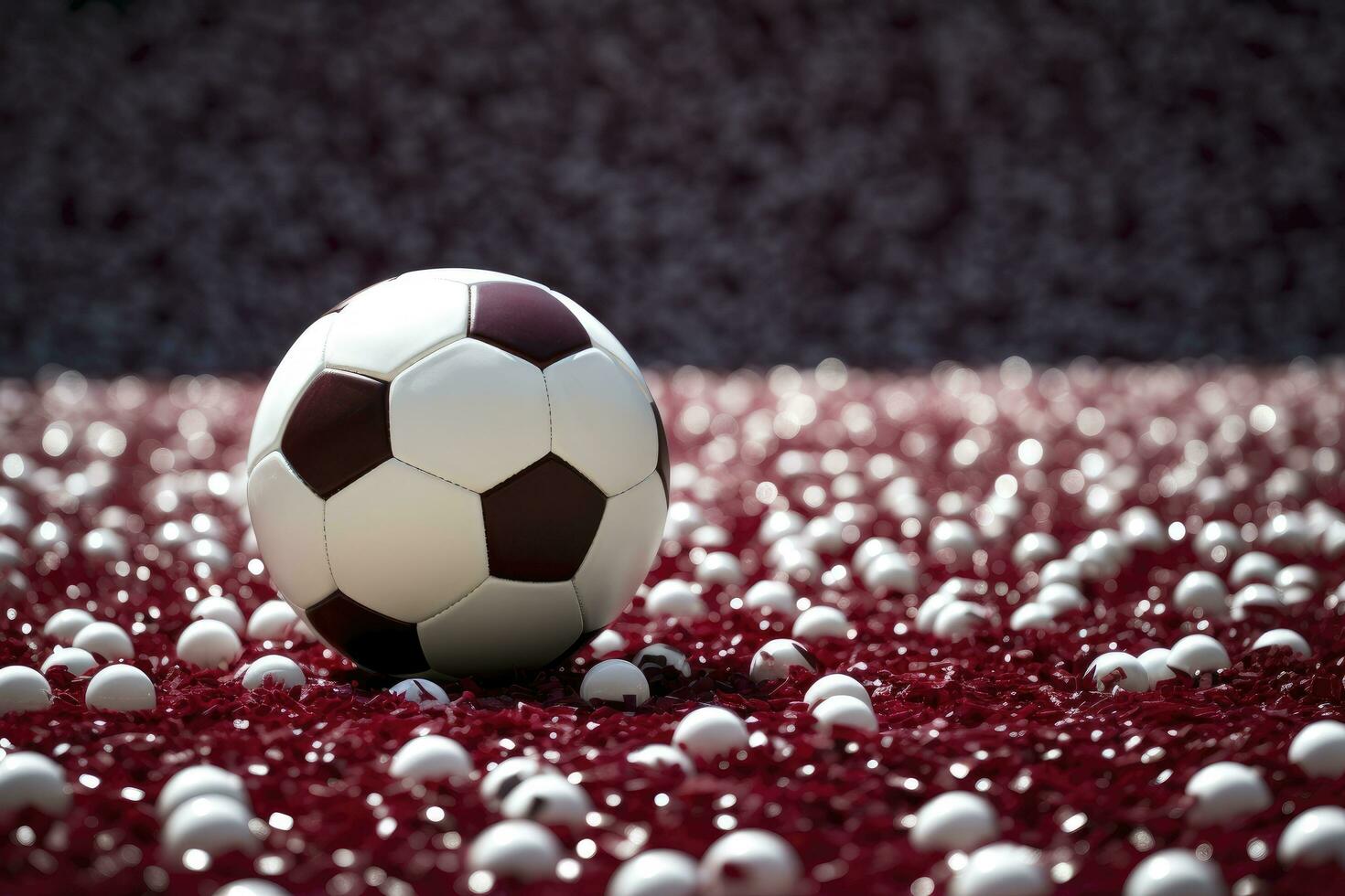 AI generated a white soccer ball on the soccer field photo