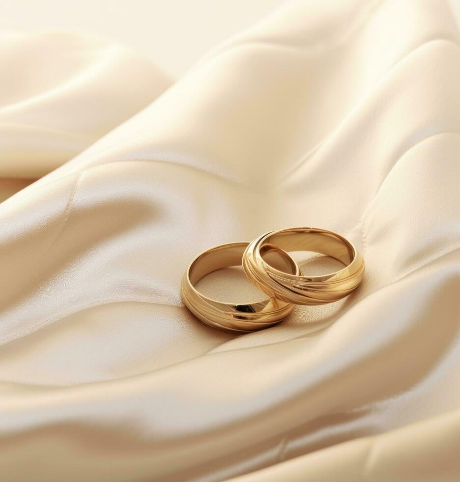 AI generated two wedding rings on front of a pillow photo