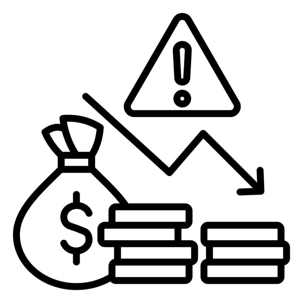 Recession Alert Icon line vector illustration
