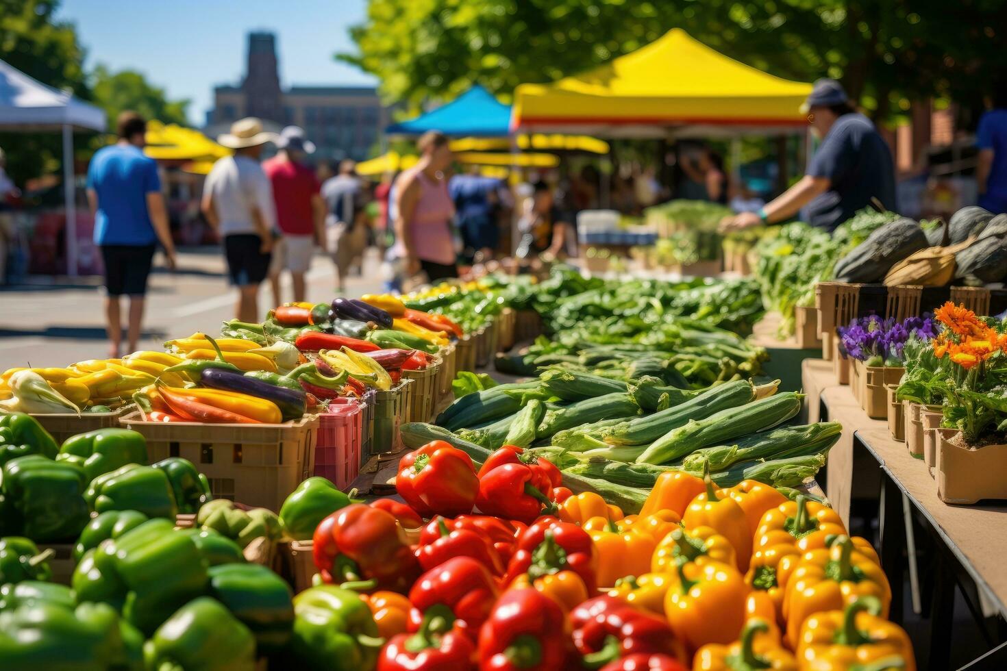 AI generated Fruit and vegetable market in Riga, Latvia. Riga is the capital and largest city of Latvia, A bustling farmer's market with vibrant, fresh produce and handmade products, AI Generated photo