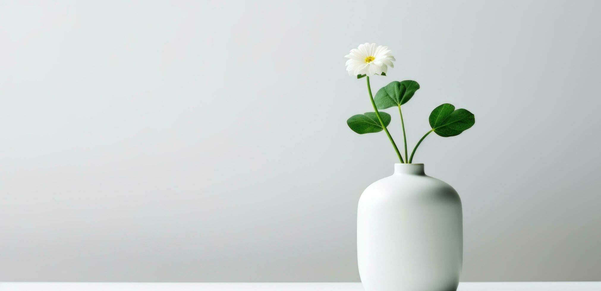 AI generated a white vase sitting on a table against a white wall photo