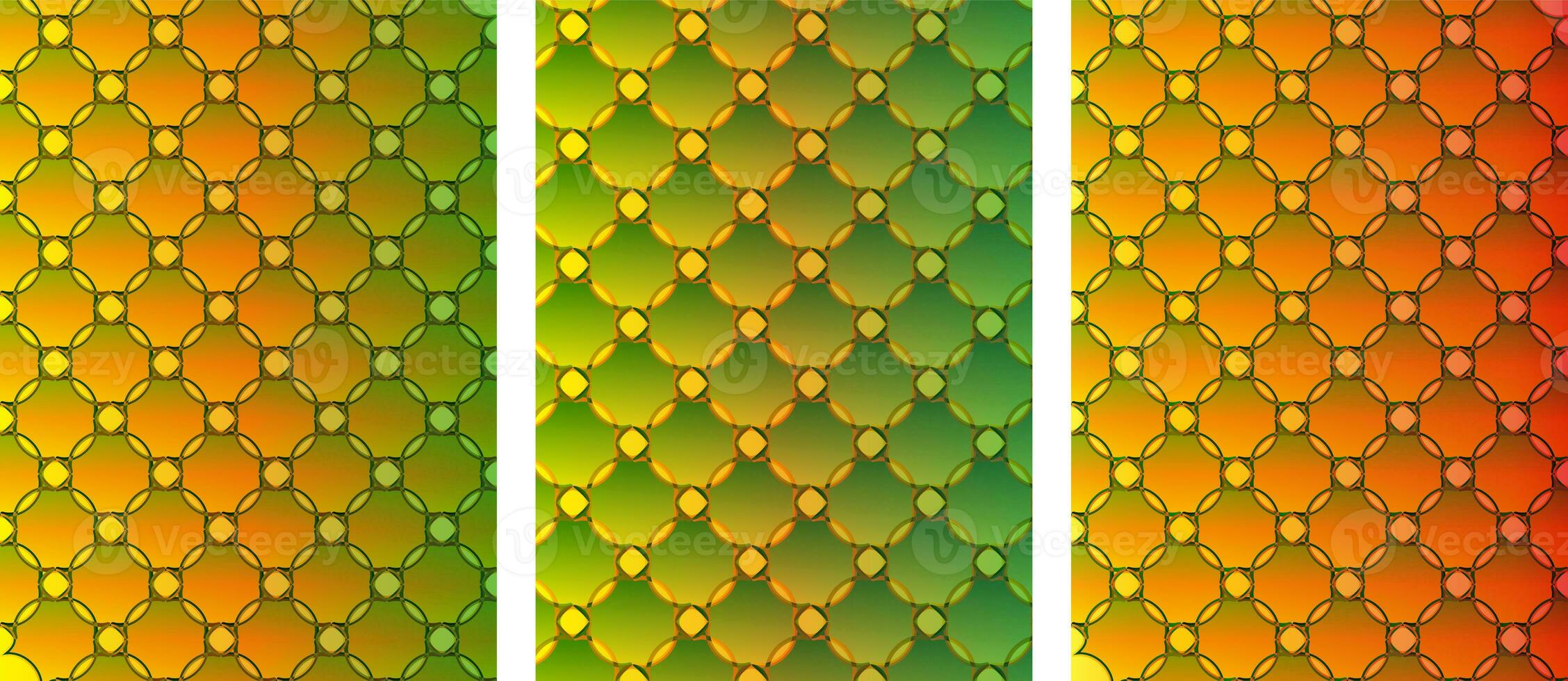 three different colored snake skin patterns background, citrus design, background of fruits photo
