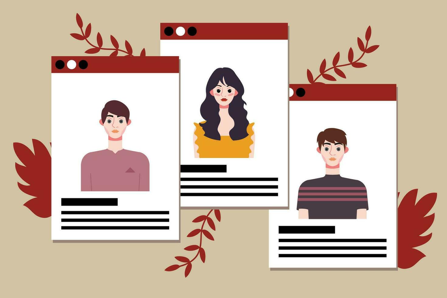 Social media concept. Vector illustration in flat style. Group of people.