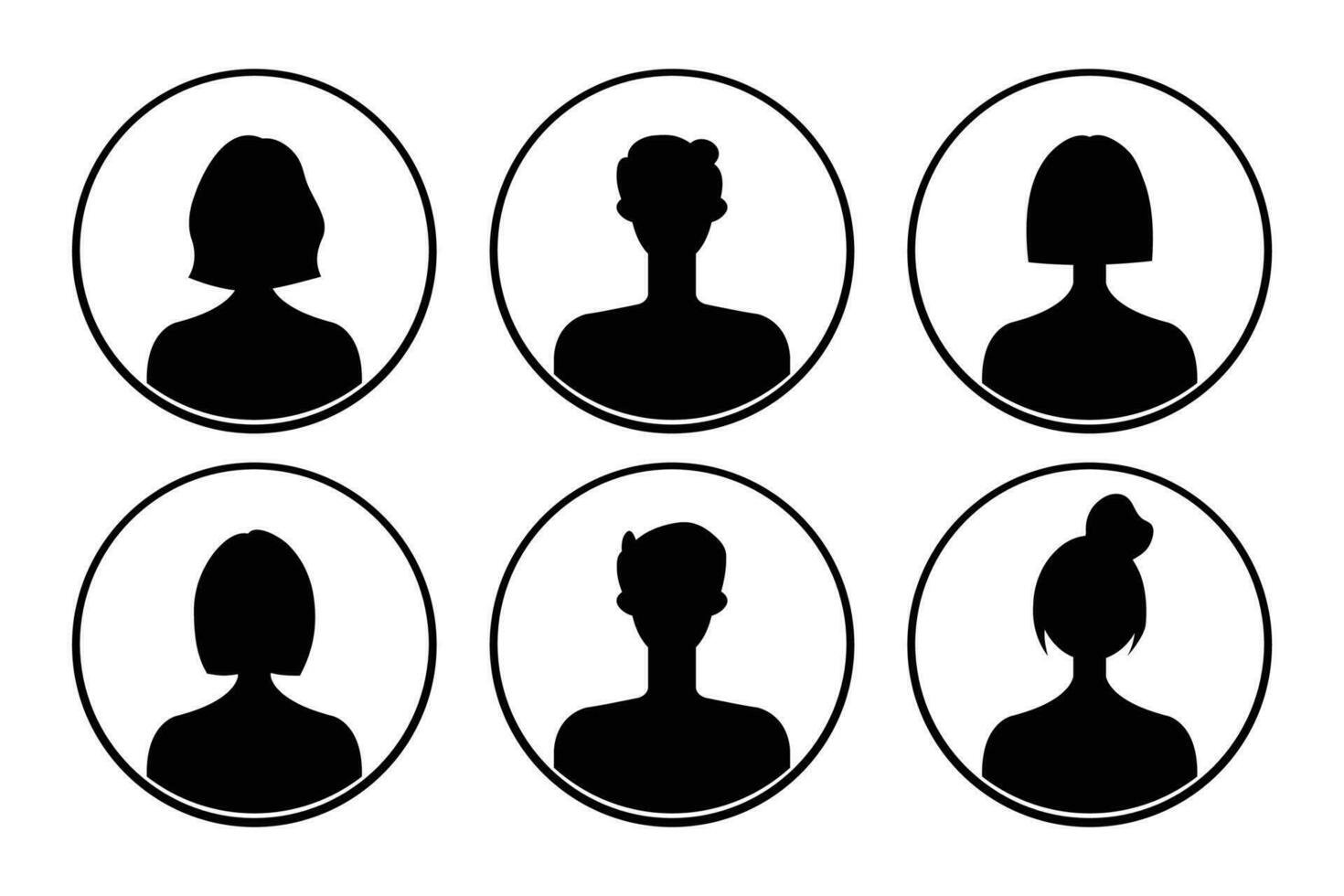 Set of silhouettes of men and women on a white background. vector