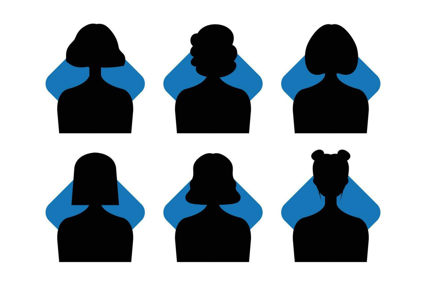 Silhouette of a man and woman with different hairstyles. Vector illustration.