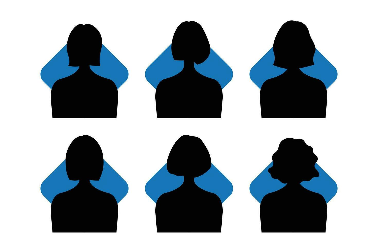 Silhouette of a man and woman with different hairstyles. Vector illustration.