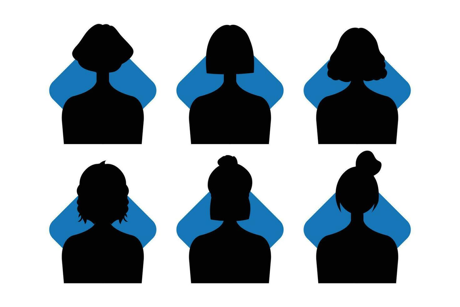 Silhouette of a man and woman with different hairstyles. Vector illustration.