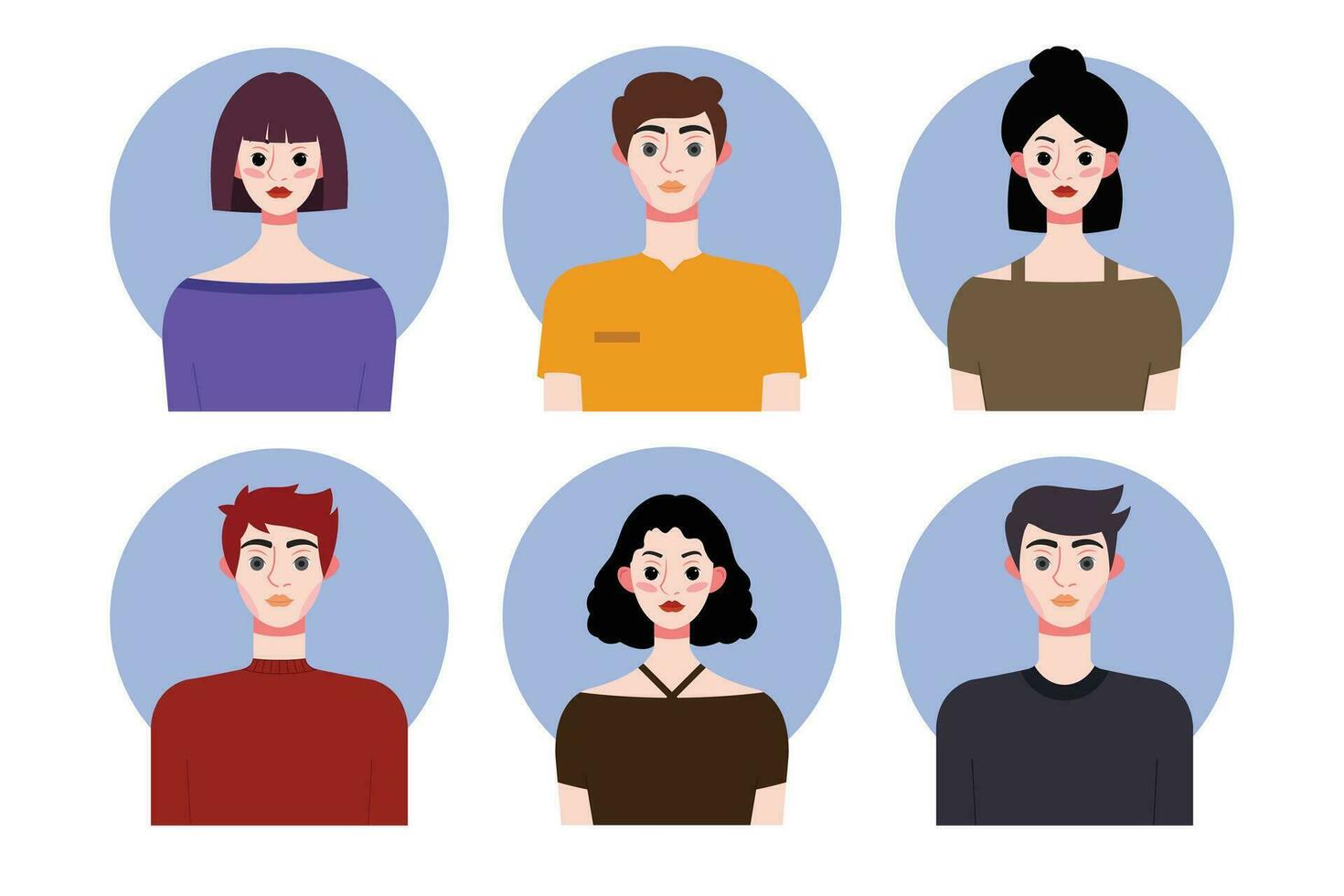 Set of social media profile templates with people avatars. Vector illustration