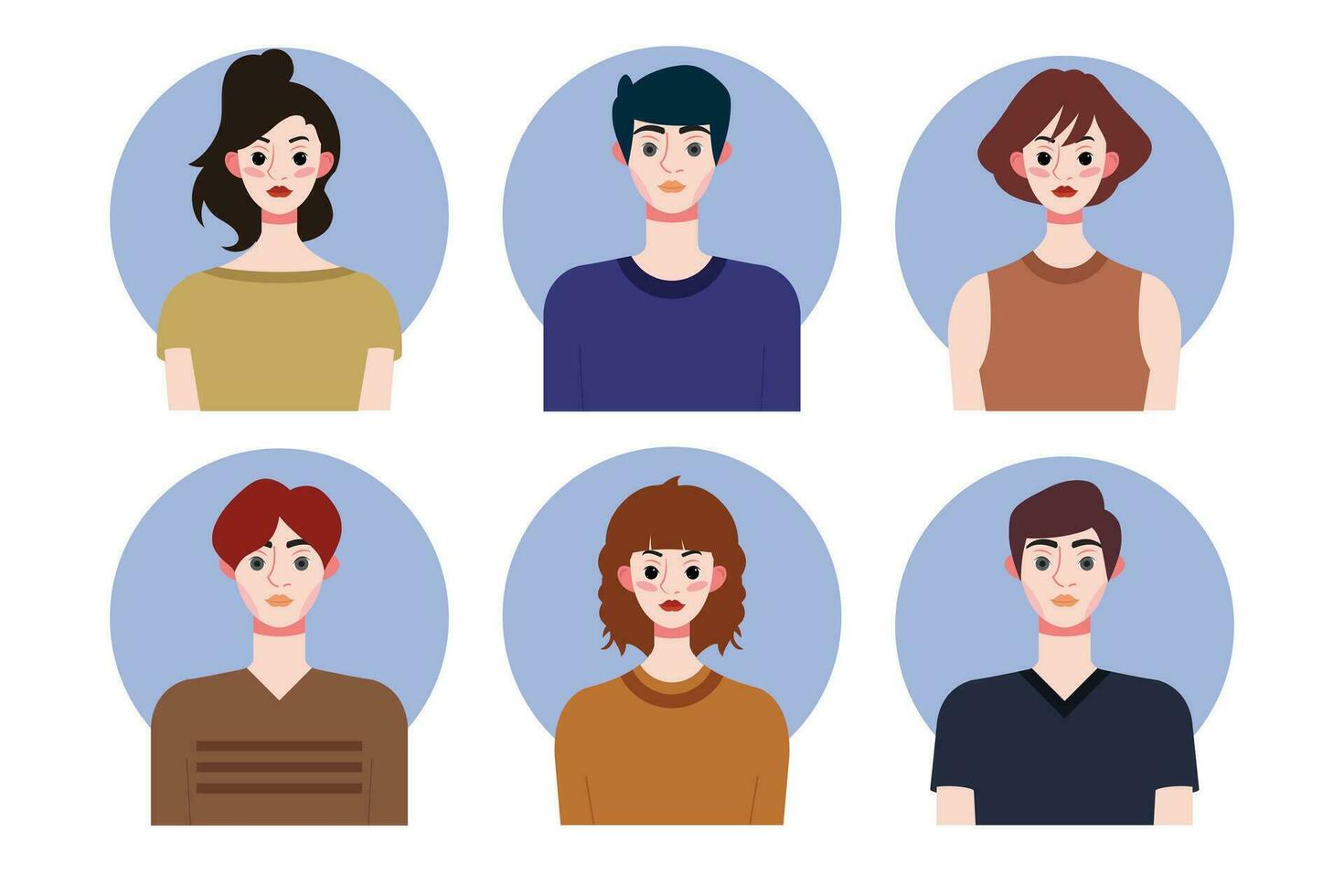 conjunto de social medios de comunicación perfil plantillas con personas avatares. vector ilustración