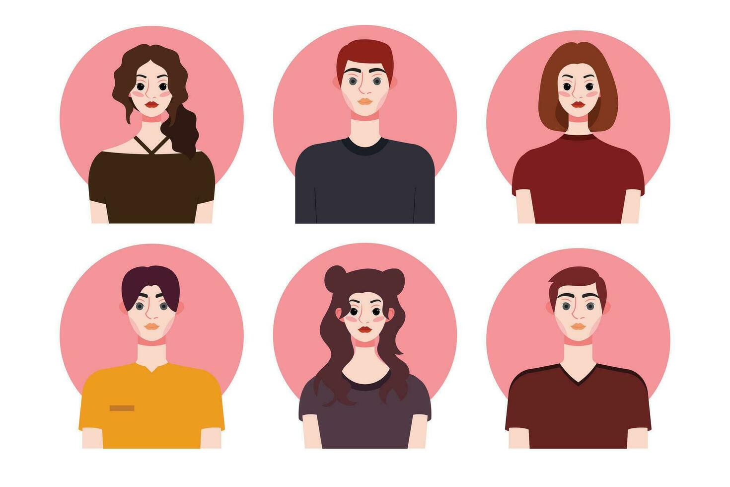 Set of social media profile templates with people avatars. Vector illustration