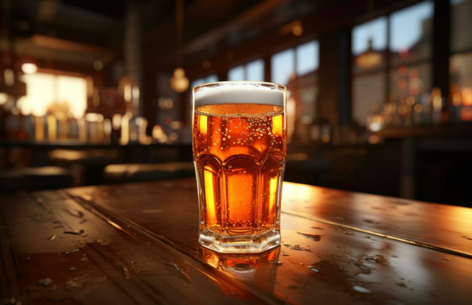 AI generated an image of a beer glass on top of a counter photo
