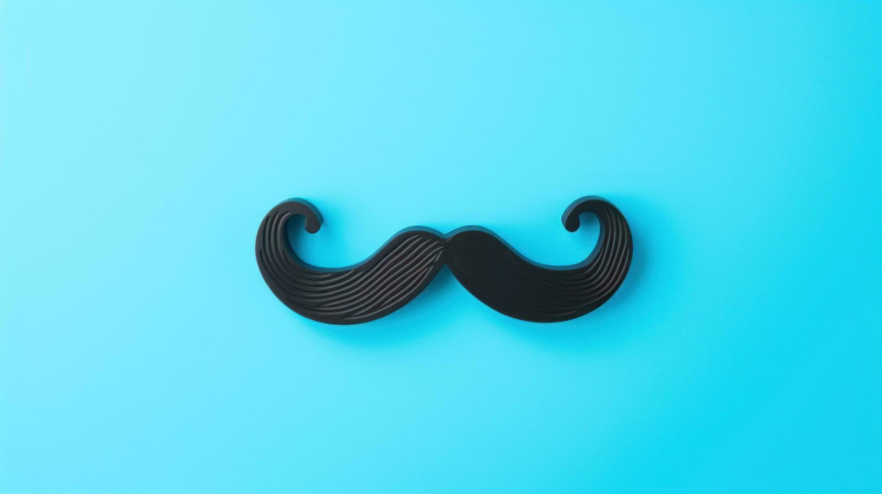 AI generated black moustache clip up on blue background photo