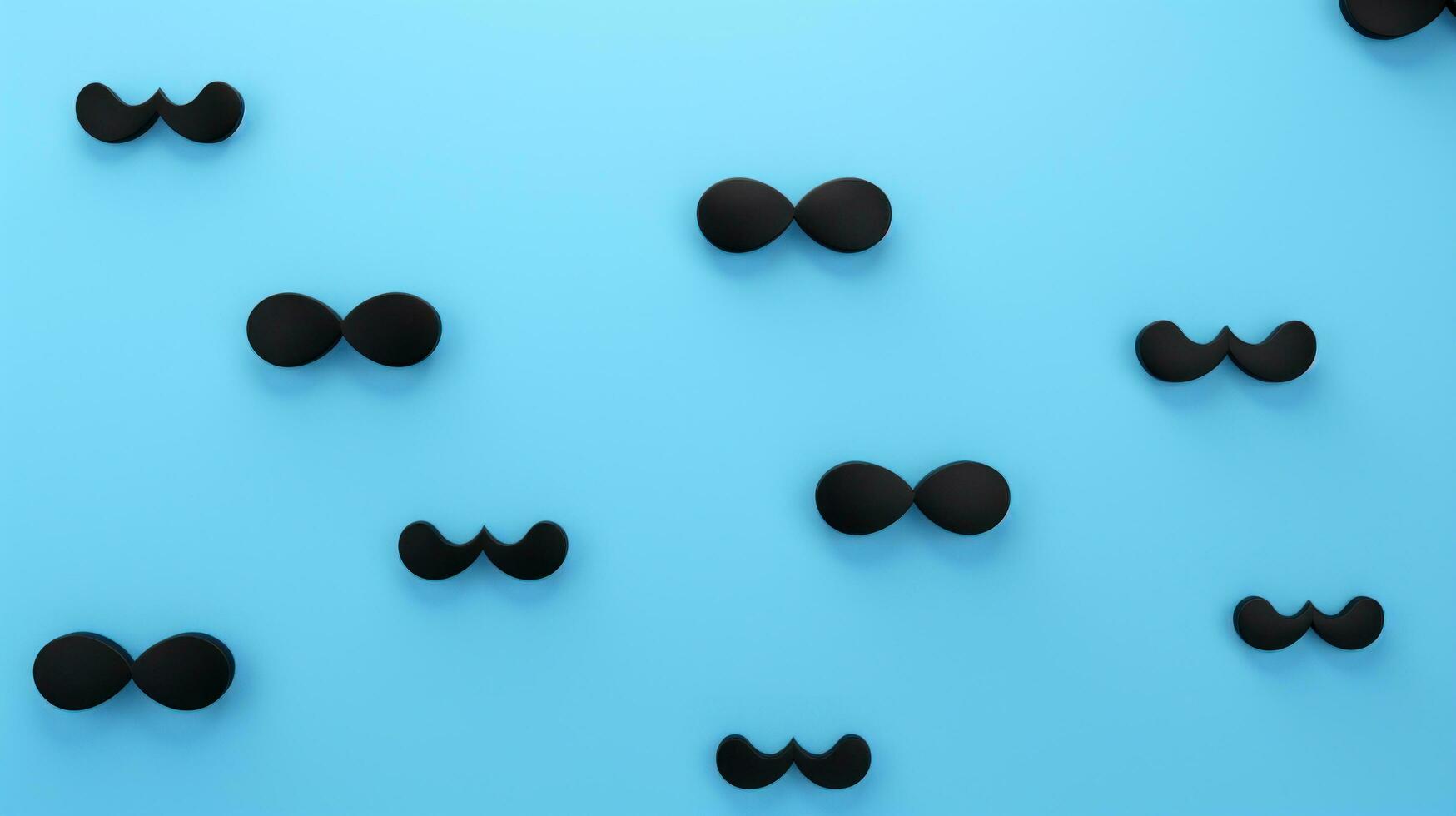 AI generated black moustache clip up on blue background photo