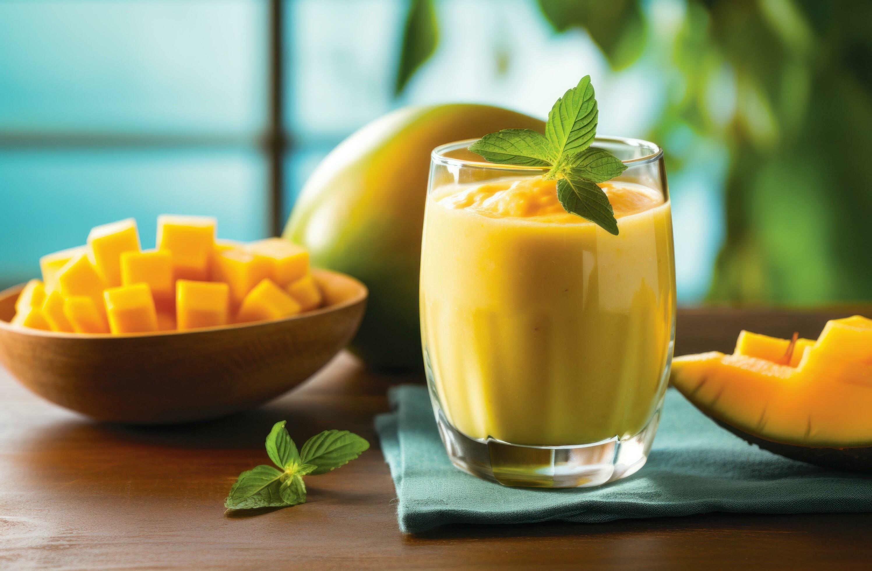 AI generated a mango smoothie on top of a wooden table 35825828 Stock