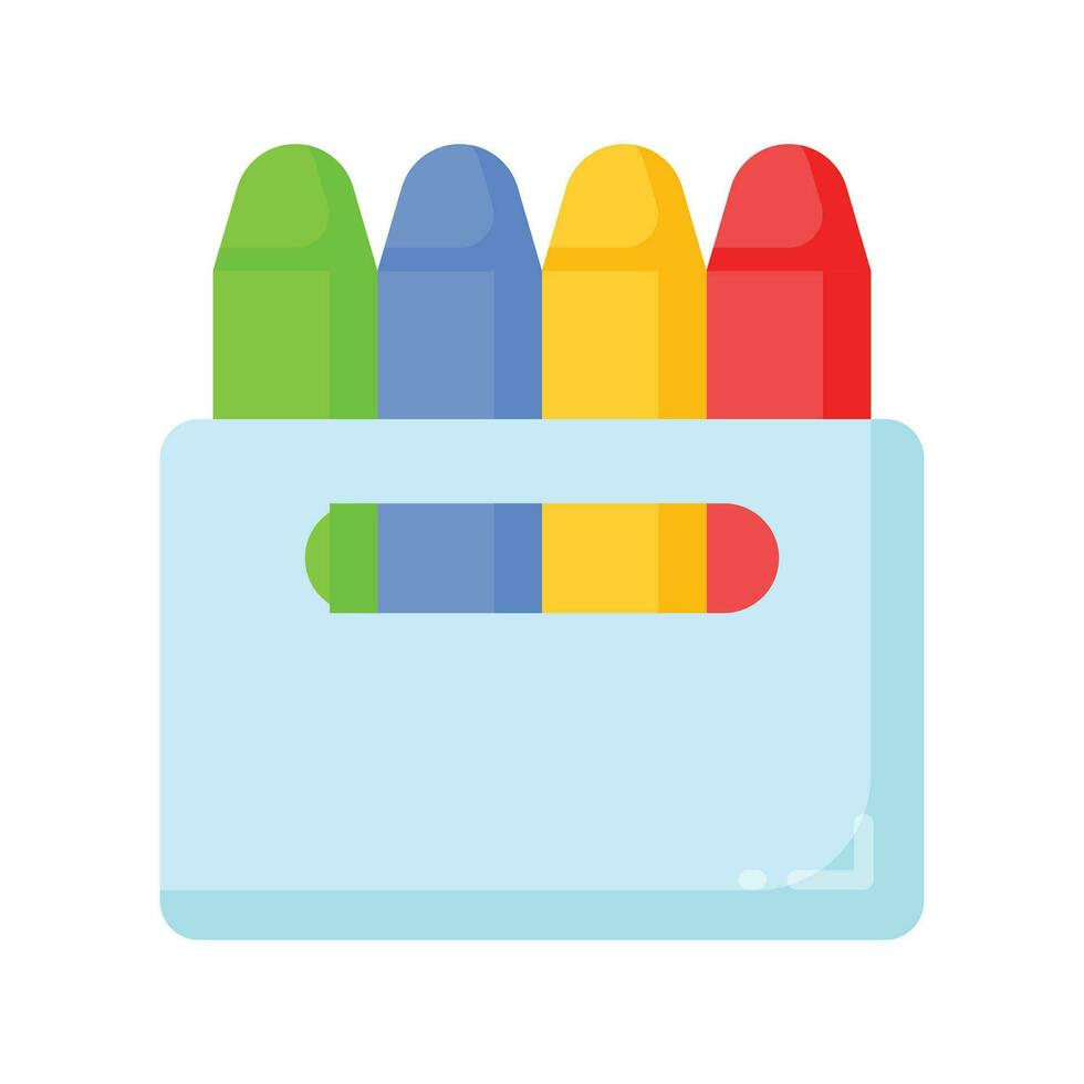 Grab this amazing icon of crayon colors, drawing tools, stationery equipment vector