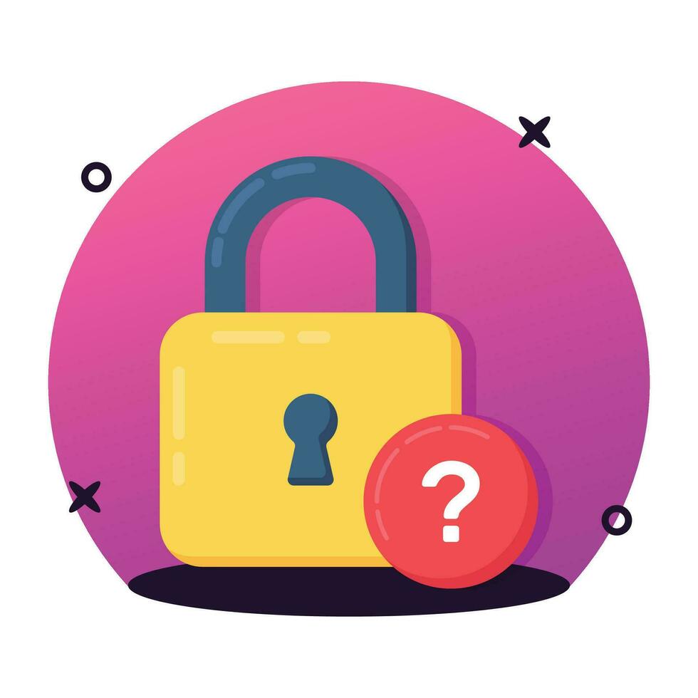 Padlock with question mark concept flat icon of security, safety or protection vector