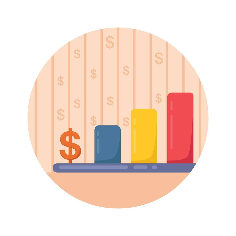 Well designed flat icon of business growth chart in trendy style vector