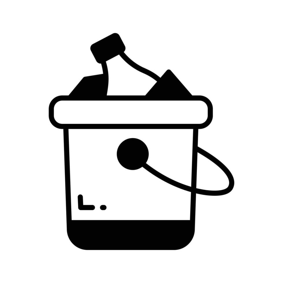 Editable icon of wine bottle bucket, beer bottles inside ice bucket vector