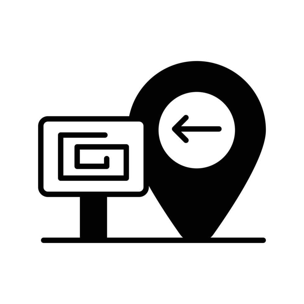 direccional flecha dentro mapa alfiler con letrero demostración concepto icono de construcción sitio vector