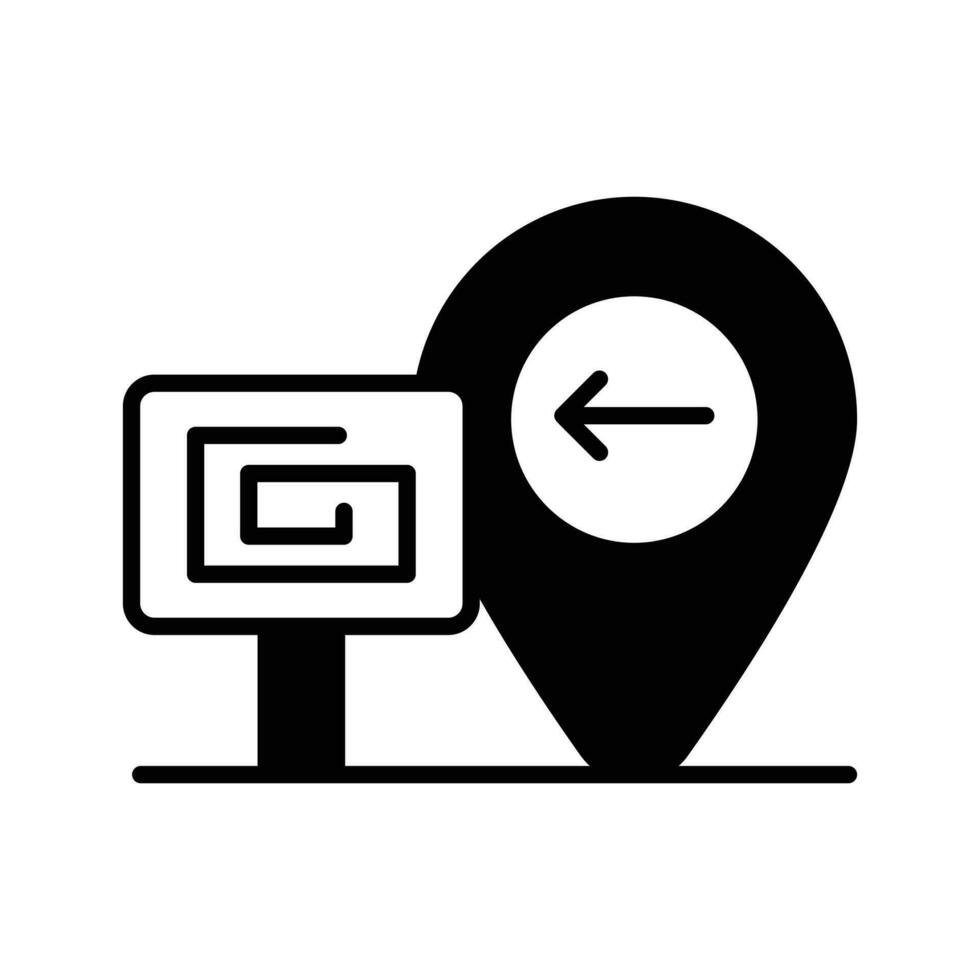 Directional arrow inside map pin with signboard showing concept icon of construction site vector