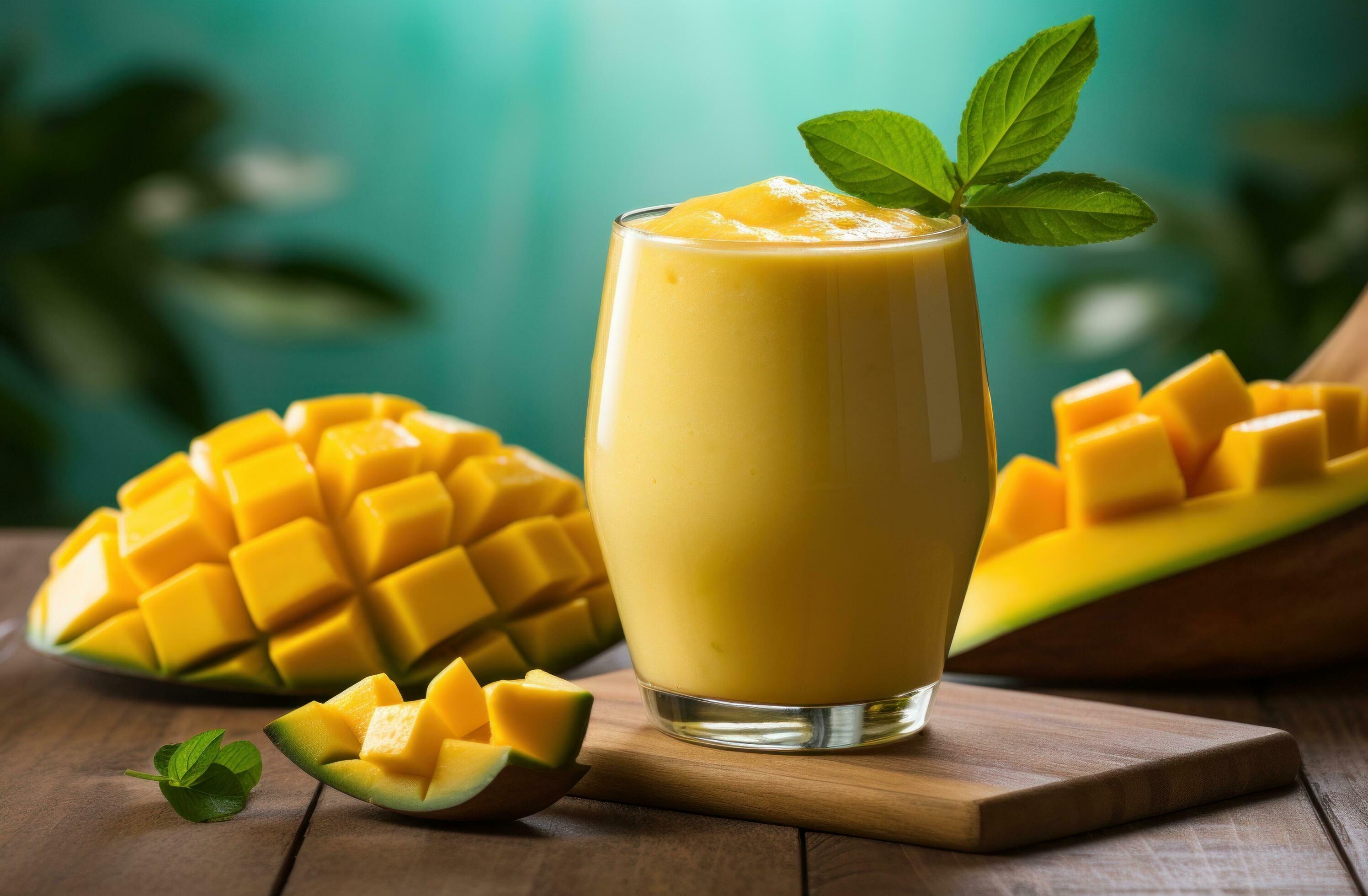 AI generated a mango smoothie on top of a wooden table 35826189 Stock