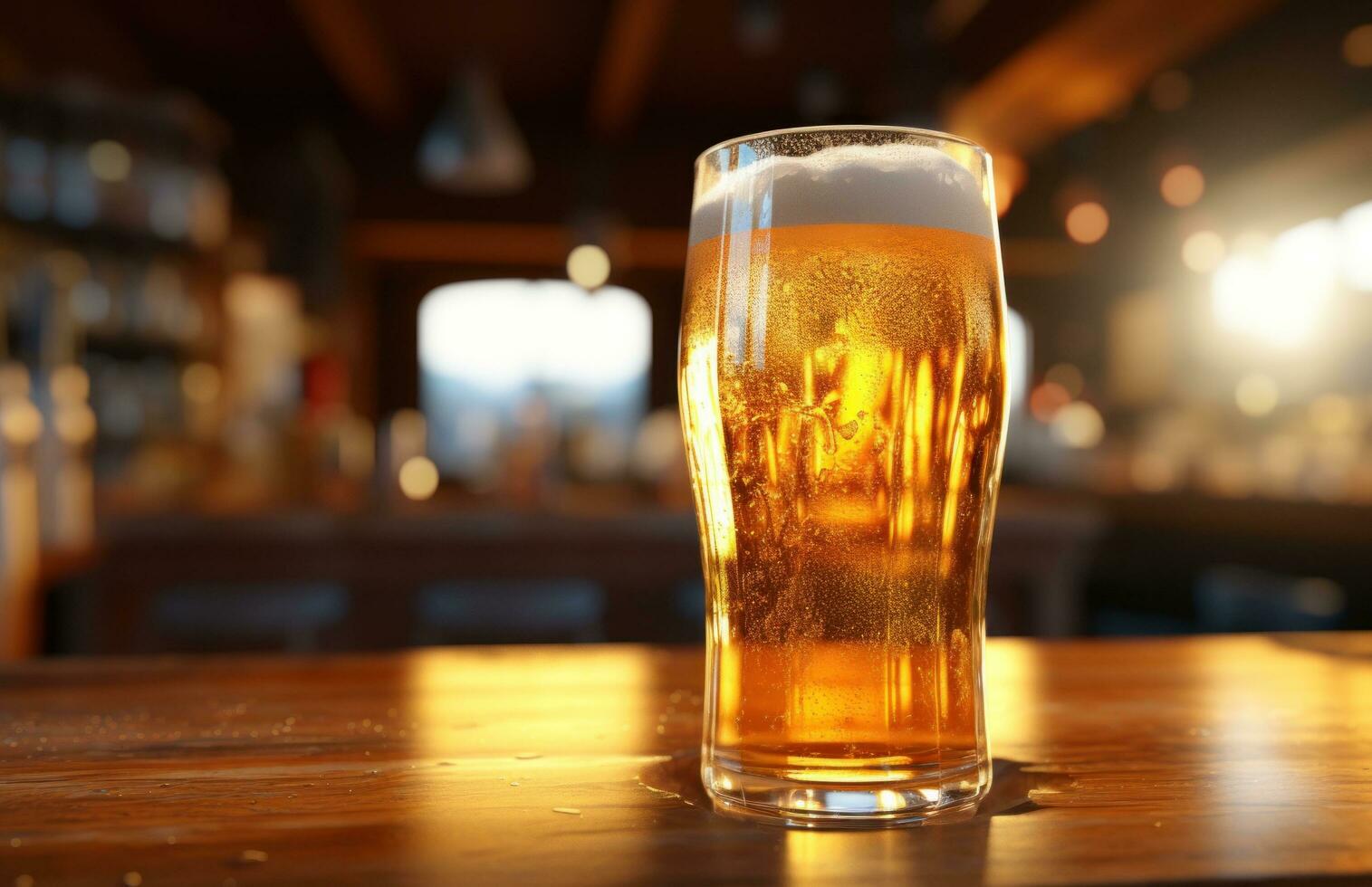 AI generated an image of a beer glass on top of a counter photo