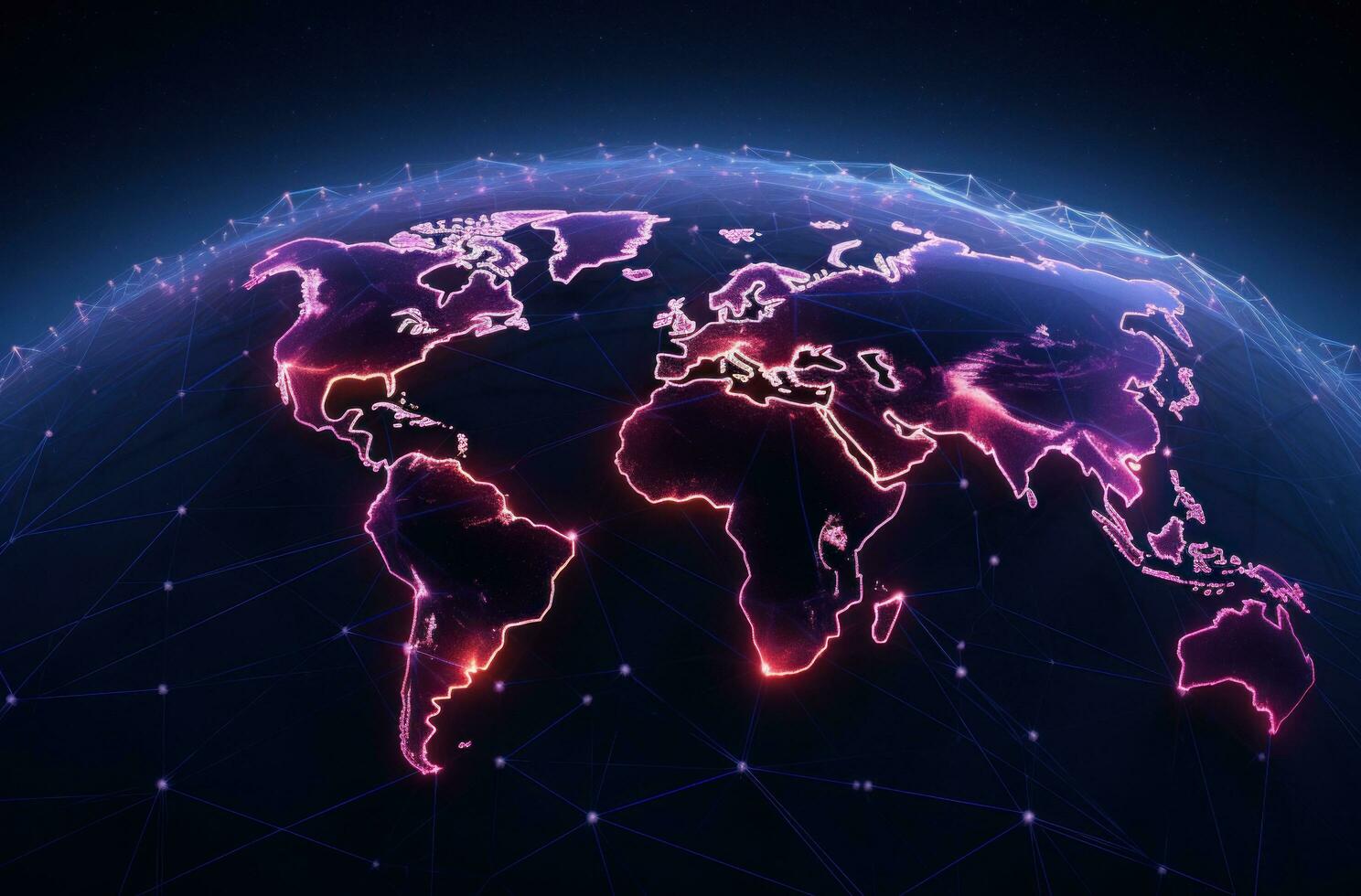 AI generated an image of a map with net connections and the earth in the background photo