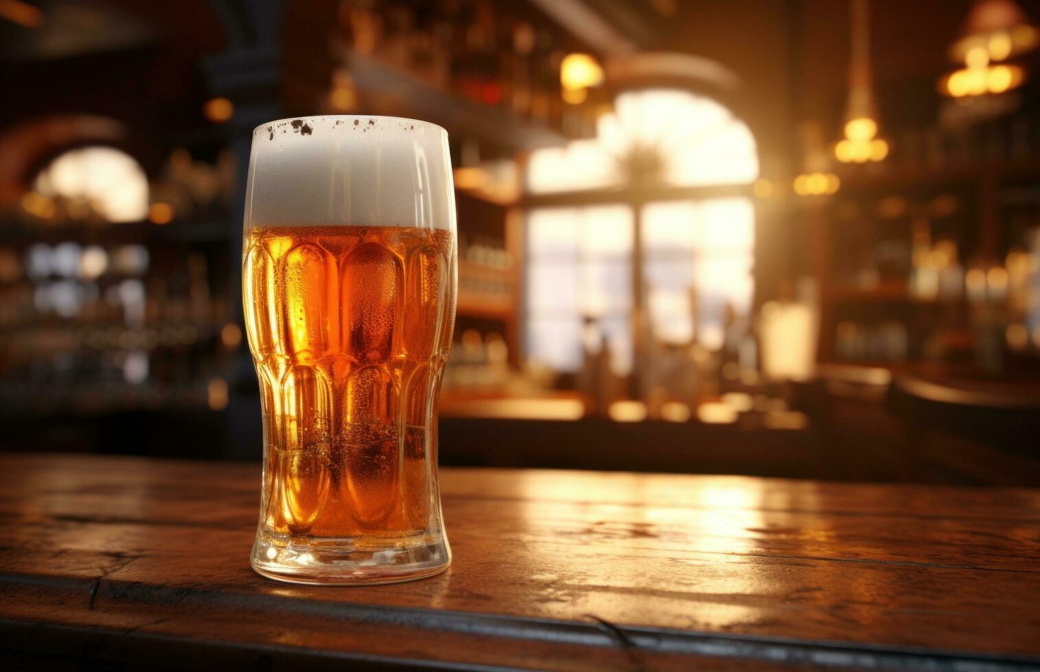 AI generated an image of a beer glass on top of a counter photo