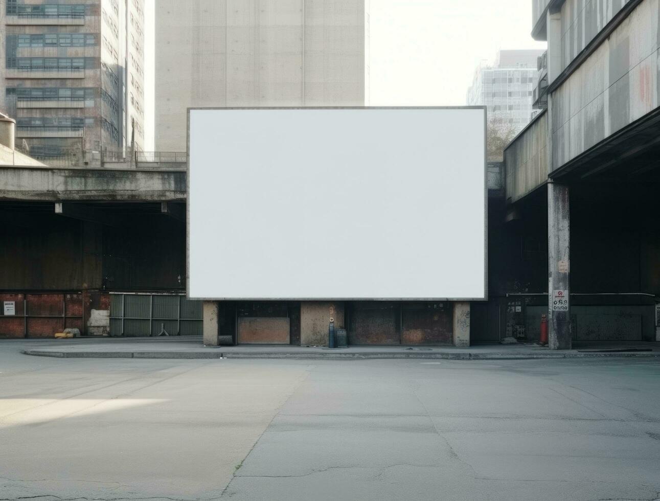 AI generated empty billboard on urban street side photo