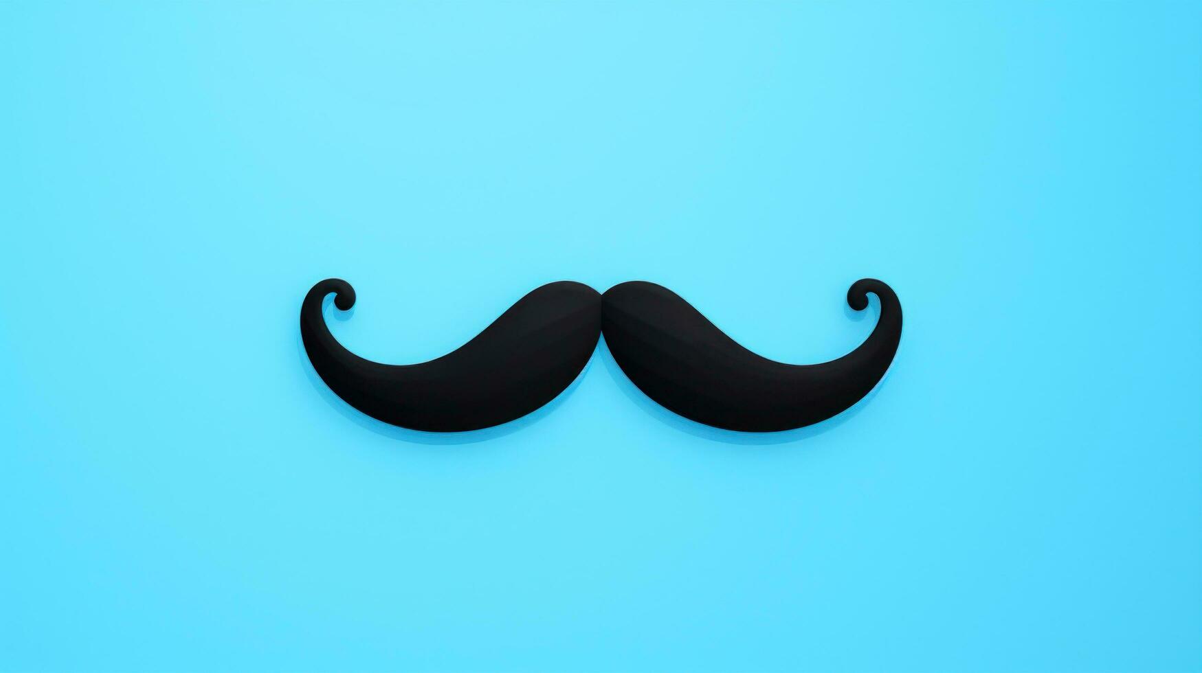 AI generated black moustache clip up on blue background photo